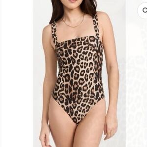 Good American Leopard Print Square Neck Tie Back High Cut One Piece Size 3